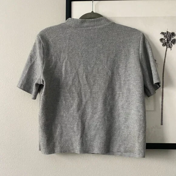 Zara | EUC Trafaluc Gray Mock Neck Short Sleeve Knit Sweater Top Size Large - Picture 8 of 8